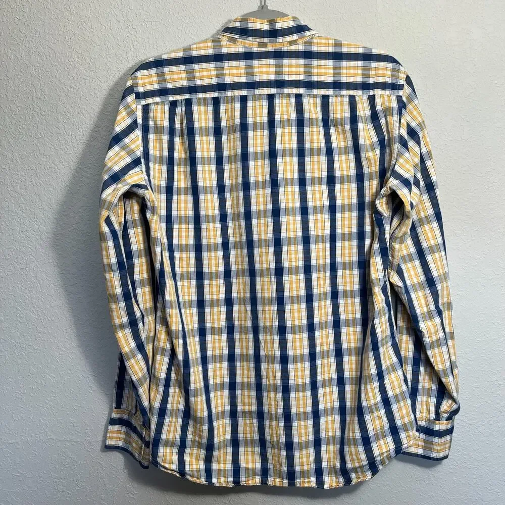 J CREW 100% Cotton Blue Yellow Button Down Long Sleeve Tailored Fit Shirt Small